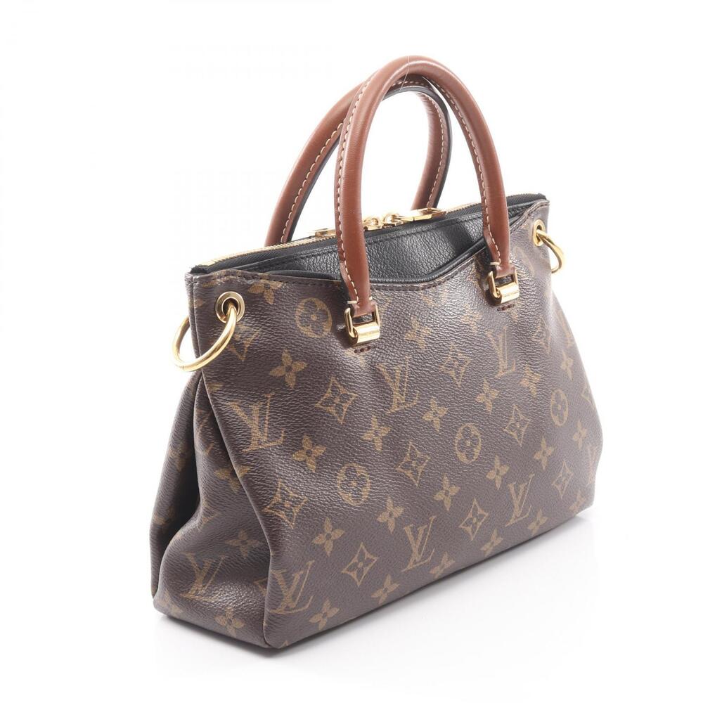 Louis Vuitton Pallas Handbag Canvas Leather Monogram Brown Black